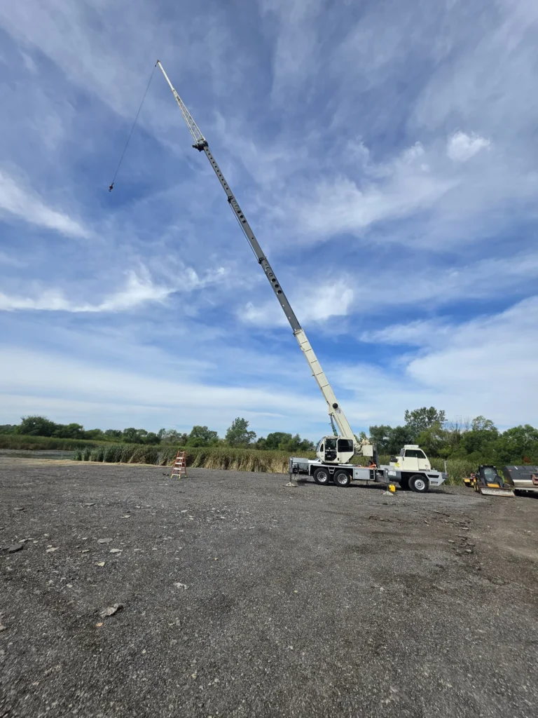 Horizon Terex T340-1 XL crane with its boom raised and outriggers deployed